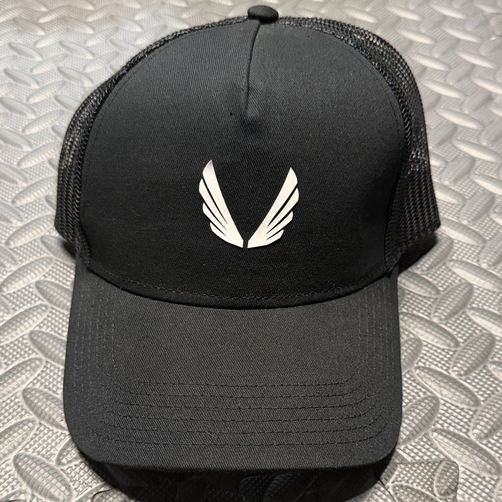 ASRV Black Trucker Cap with White Logo Patch